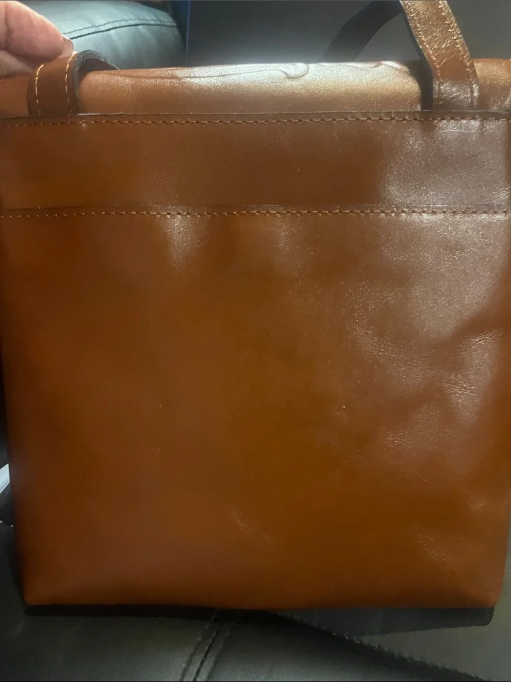 Patricia Nash Cognac Tooled Granada Leather Messenger Crossbody